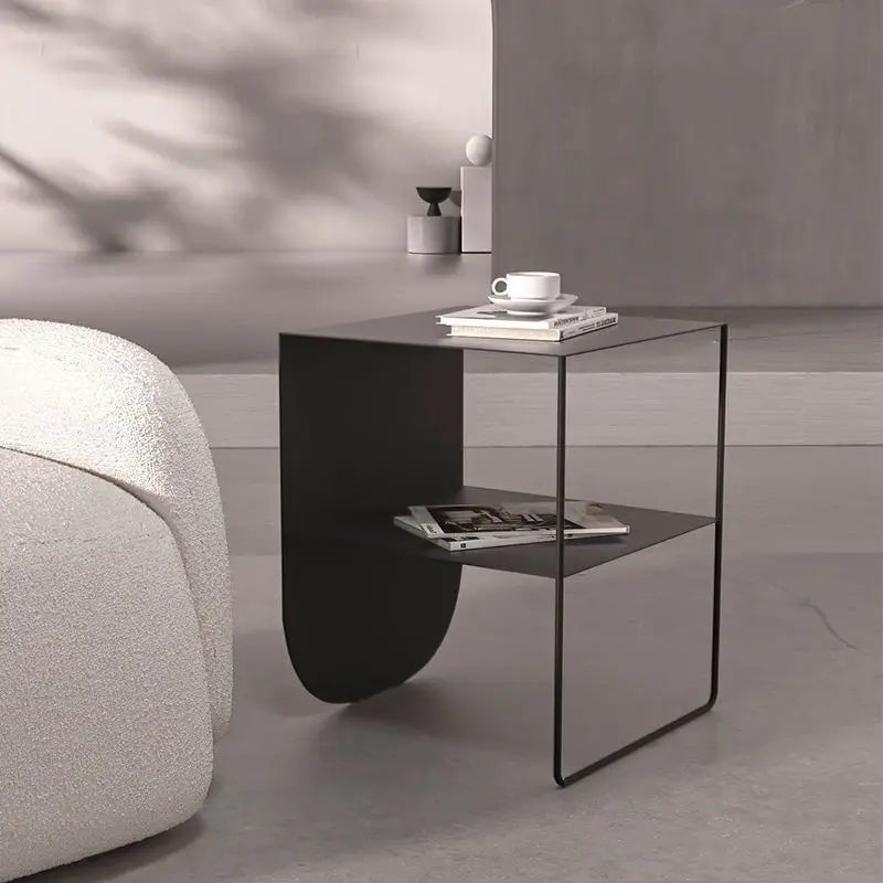 Metal Side Table - Nordic Low Profile Compact End Table