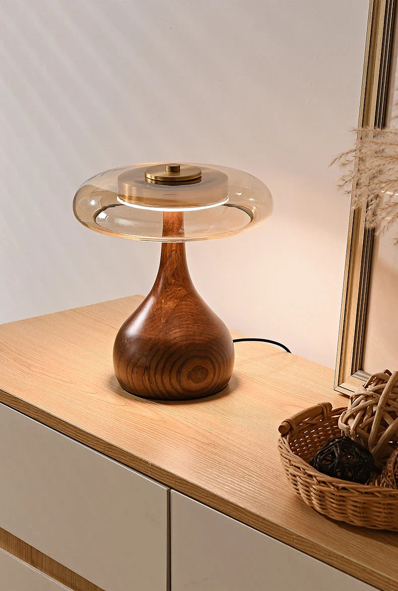 Copper Wood Desk Lamp – Modern LED Table Light