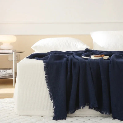 4-Layer Cotton Throw - Breathable Stylish Couch Blanket