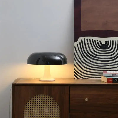 Wide Mushroom Table Lamp - Black Modern USB Corded Light