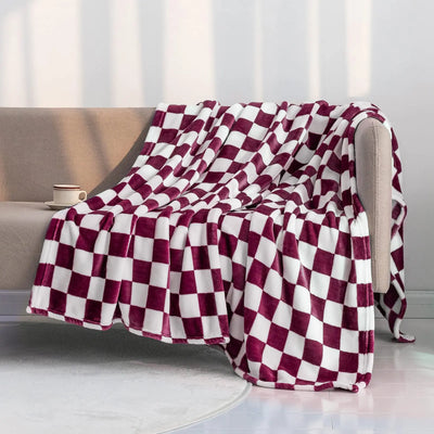 Plaid Throw Blanket | Soft Cotton Polyester Checkerboard