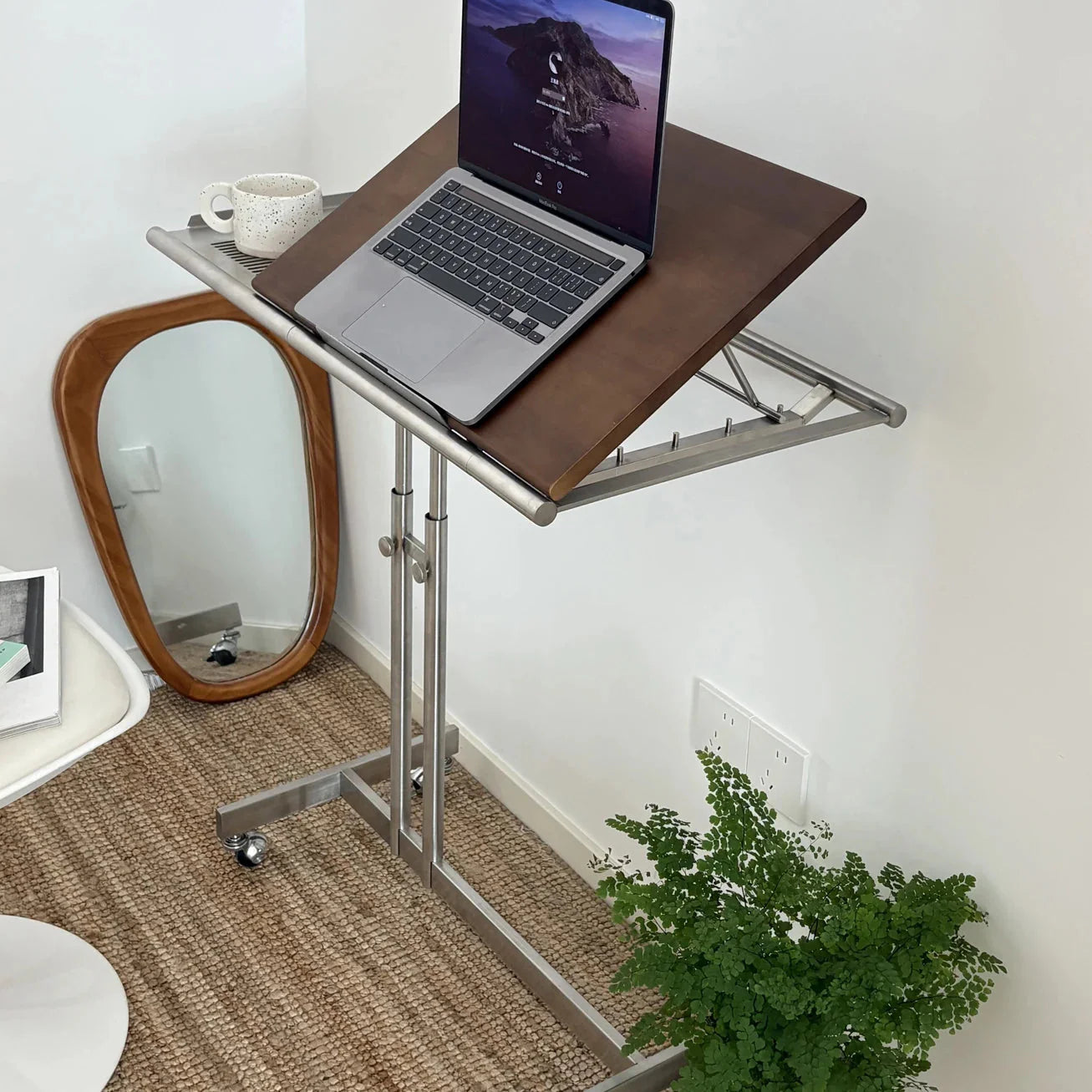 Mid-Century Laptop Table | Solid Wood Compact Work Table