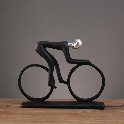 Cyclist Figurine Sculpture - Handcrafted Resin Bike Statue