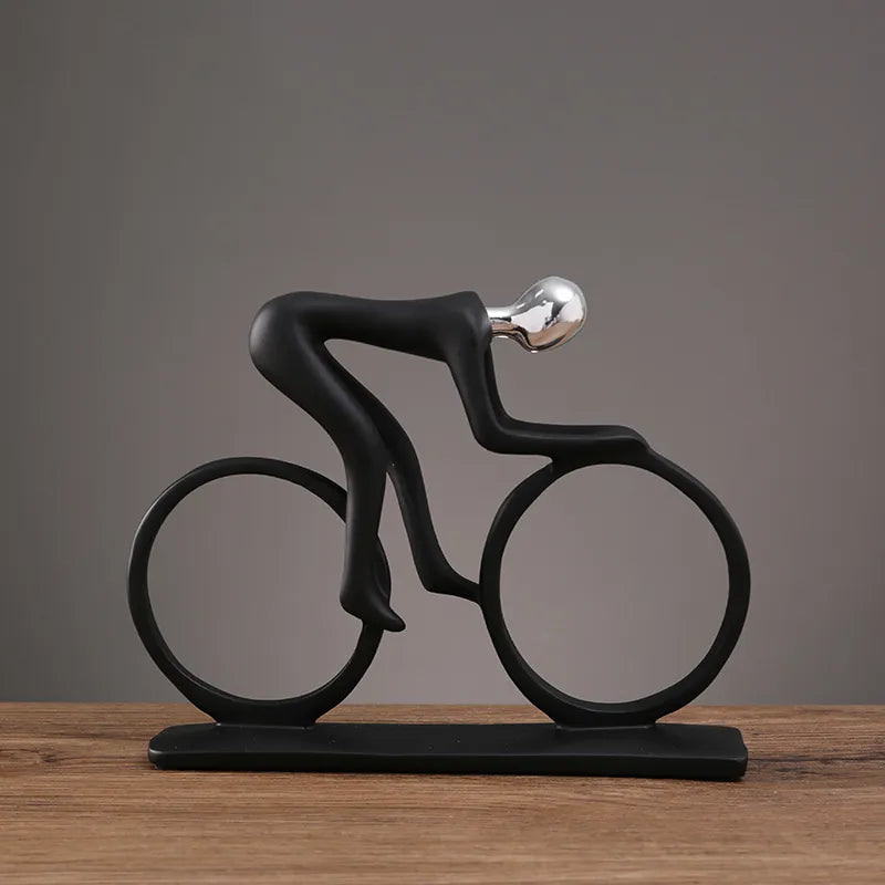 Cyclist Figurine Sculpture - Handcrafted Resin Bike Statue