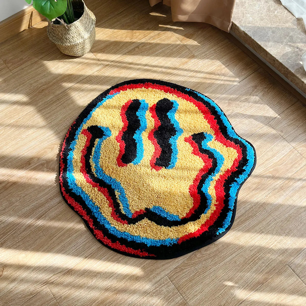 Smiling Face Rug - 3D Hologram Hand-Crafted Polyester Mat