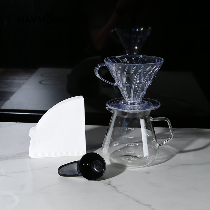 Pour Over Coffee Dripper Set with 600ml Glass Server