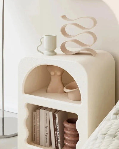 Nordic Cabinet Nightstand - Wooden Side Table With Irregular Shelf Design