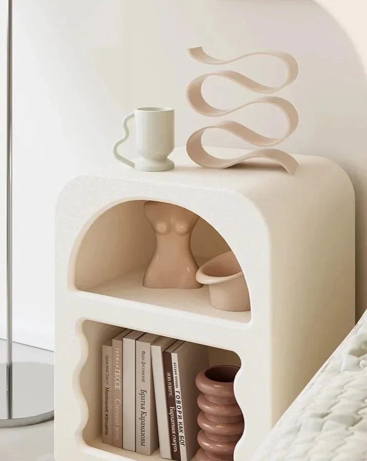 Nordic Cabinet Nightstand - Wooden Side Table With Irregular Shelf Design