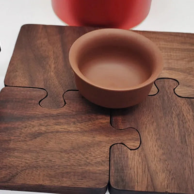 Wooden Puzzle Coaster Set - Elegant Wood Drink Coasters