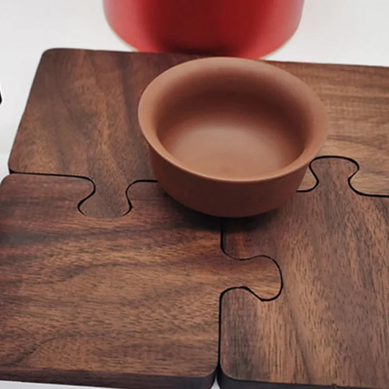 Wooden Puzzle Coaster Set - Elegant Wood Drink Coasters