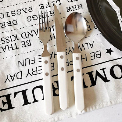 Stainless Steel Dinnerware Retro Ivory Classic Set - Durable Elegant Plates