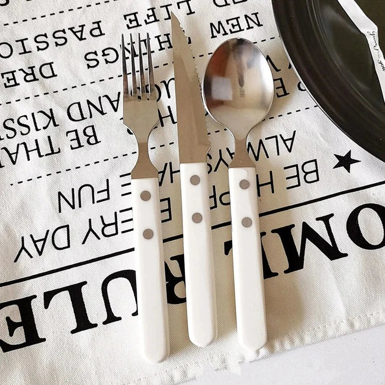 Stainless Steel Dinnerware Retro Ivory Classic Set - Durable Elegant Plates