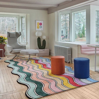 Rainbow Fluffy Carpet - Irregular Shaped Soft Rug