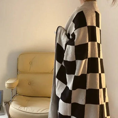 Plaid Throw Blanket – Retro Cotton 55x55 Inch Cozy Throw