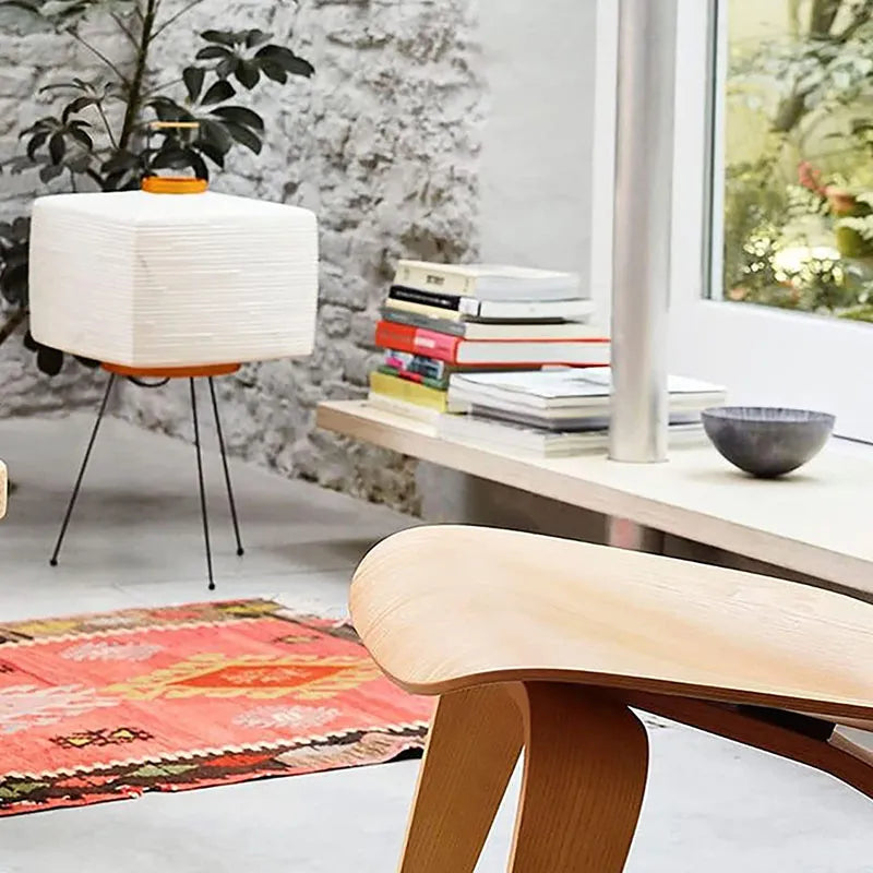 Japanese Floor Lantern – Wabi-Sabi Rice Paper Cube Lamp
