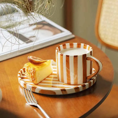 Ceramic Striped Plate – Brush Touch Art Design