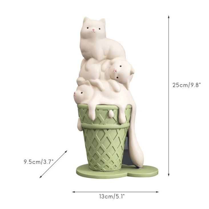 Ice Cream Cat Sculpture - Resin Melting Art