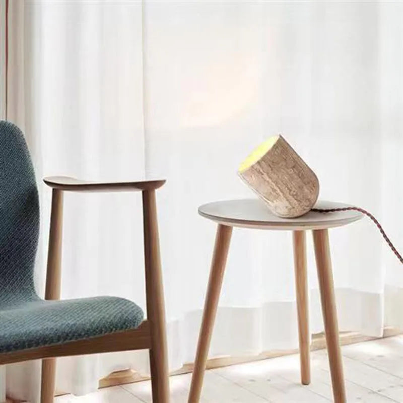 Travertine Stone Lamp - Modern Table & Floor Light