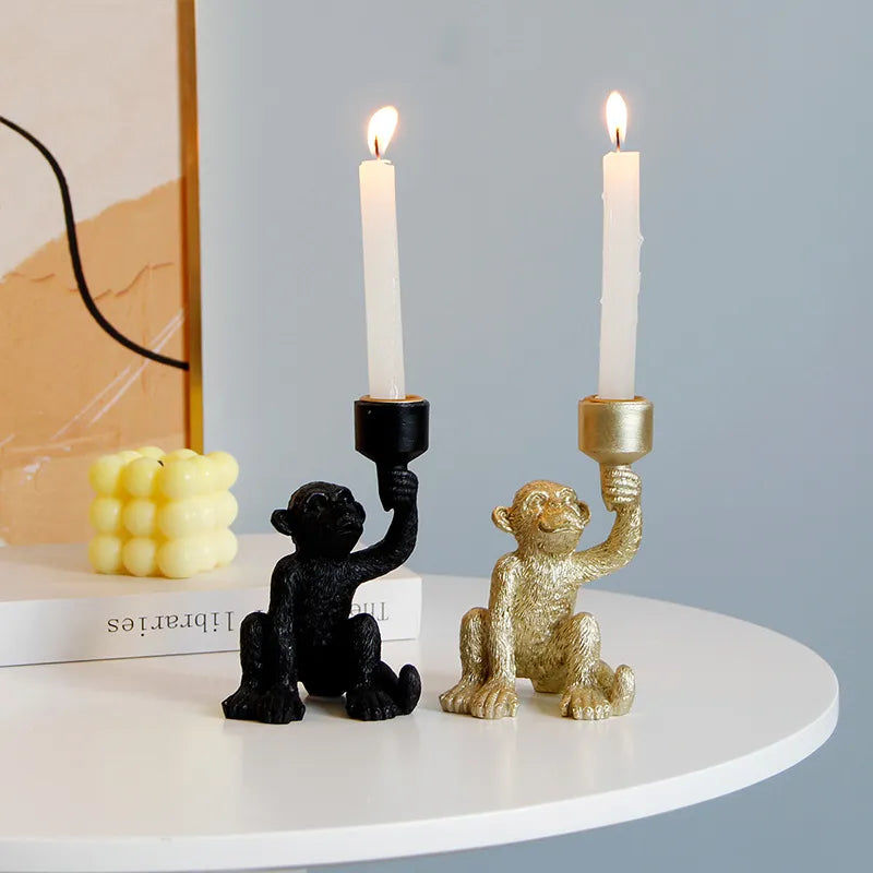 Monkey Candle Holder – Resin Decorative Decor