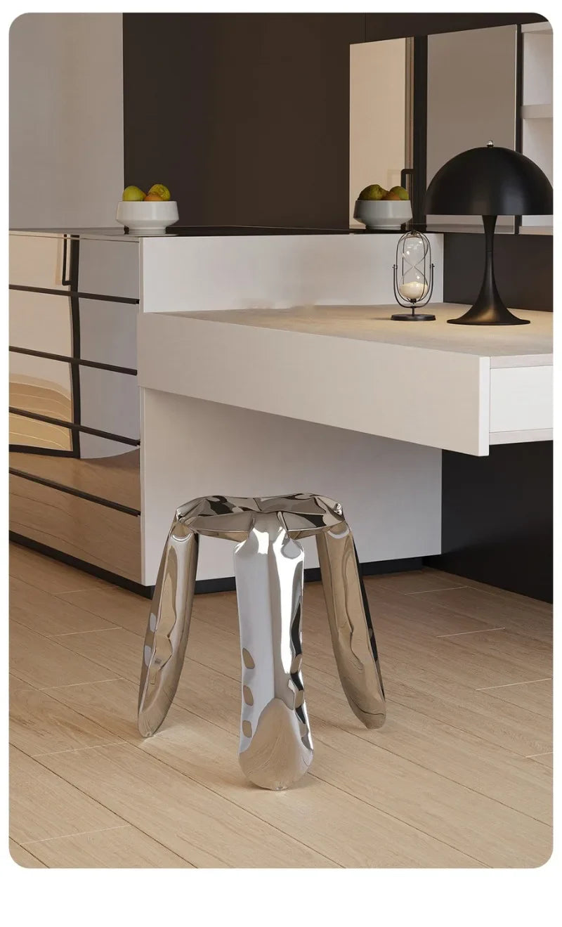Stainless Steel Stool | Minimalist Metal Accent Seating