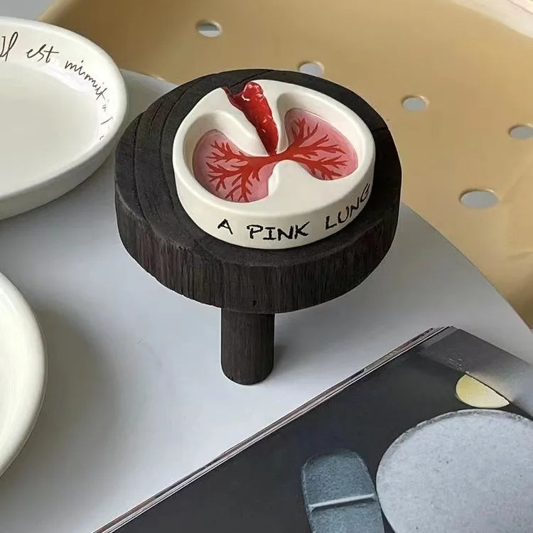 Pink Lung Ashtray - Ceramic Resin Design 4x4"