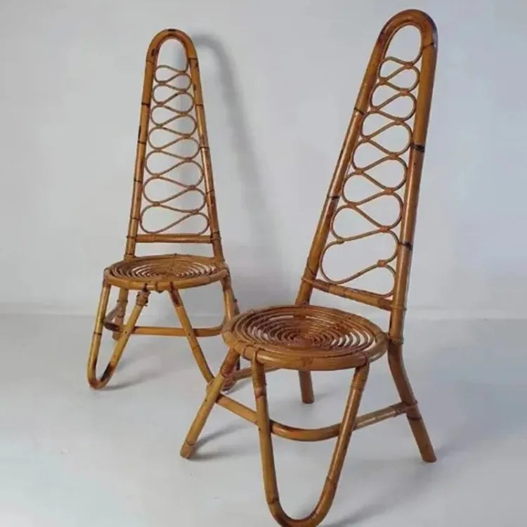 Japanese Rattan Chair – Handcrafted High Back Wood & Rattan Seating