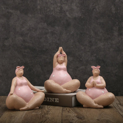 Yoga Fat Lady Ornament - Body Positivity Sculpture Accent