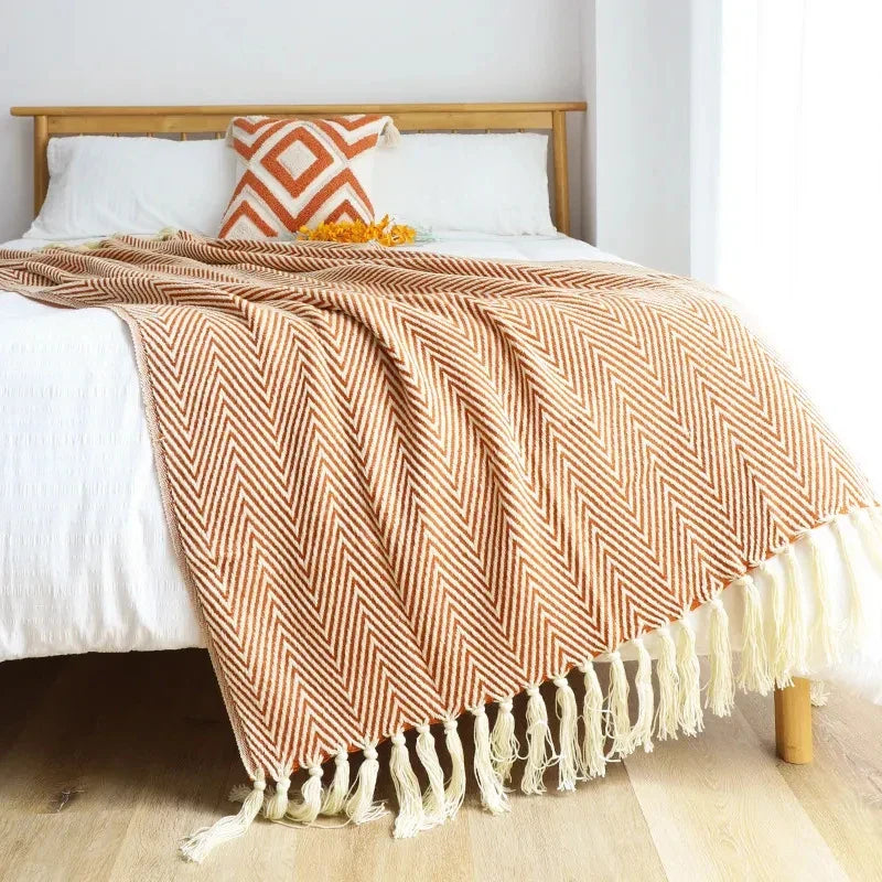 Jacquard Throw Blanket | Modern Striped Geometric Design