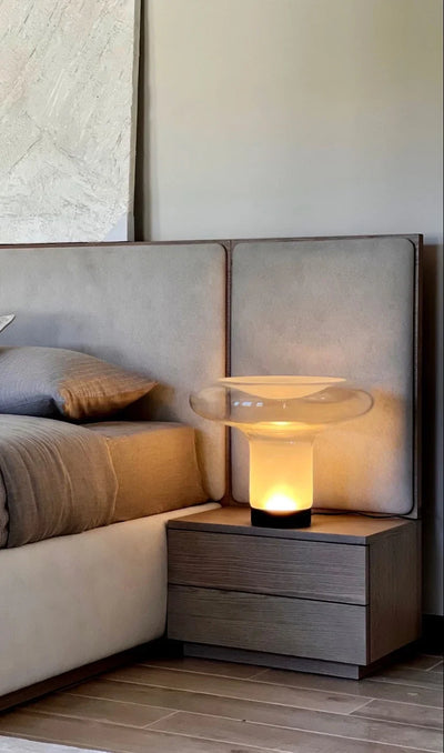 Glass Mushroom Lamp – Minimalist Table Lamp with Warm White Light
