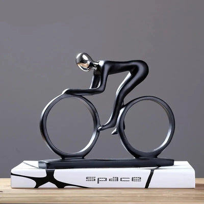Cyclist Figurine Sculpture - Handcrafted Resin Bike Statue