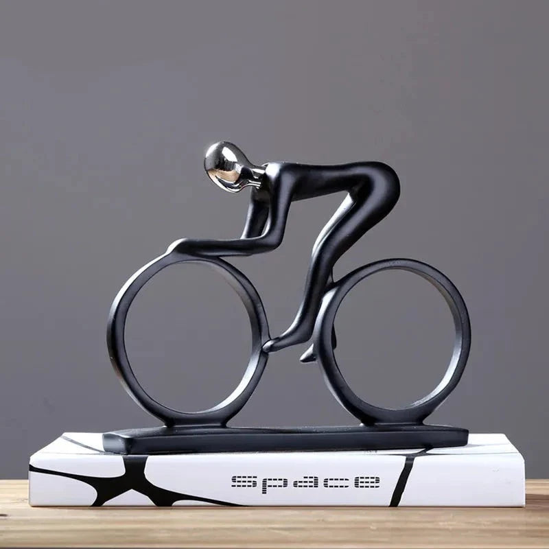 Cyclist Figurine Sculpture - Handcrafted Resin Bike Statue