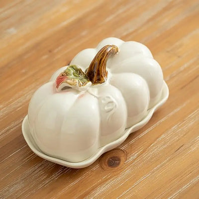 Pumpkin Ceramic Plate – Small Festive Serving Dish with Lid