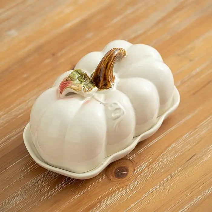 Pumpkin Ceramic Plate – Small Festive Serving Dish with Lid