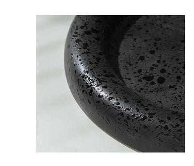 Black Ceramic Dinner Plate - Minimalist Thick Stoneware