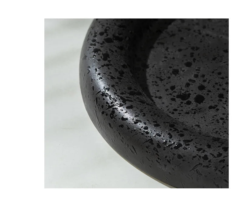 Black Ceramic Dinner Plate - Minimalist Thick Stoneware