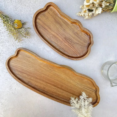 Acacia Wood Tray - Handcrafted Irregular Shape Serving Board