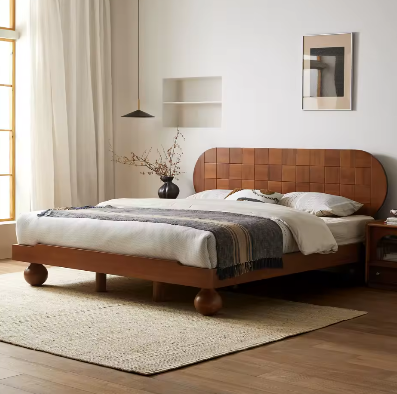 Solid Oak Bed Frame – Elegant Vintage Bedroom Furniture