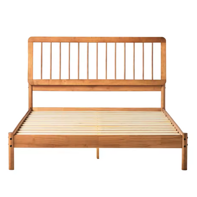 Mid Century Modern Bed - Solid Oak Queen Frame