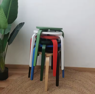 Wooden Triangle Stool - Geometric Natural Wood Furniture