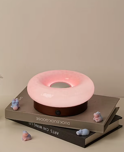 Donut Touch Table Lamp - Solid Wood Base, Dimmable Ambient Light