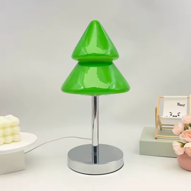 Christmas Tree Lamp | Sculpted Glass & Metal Table Lamp