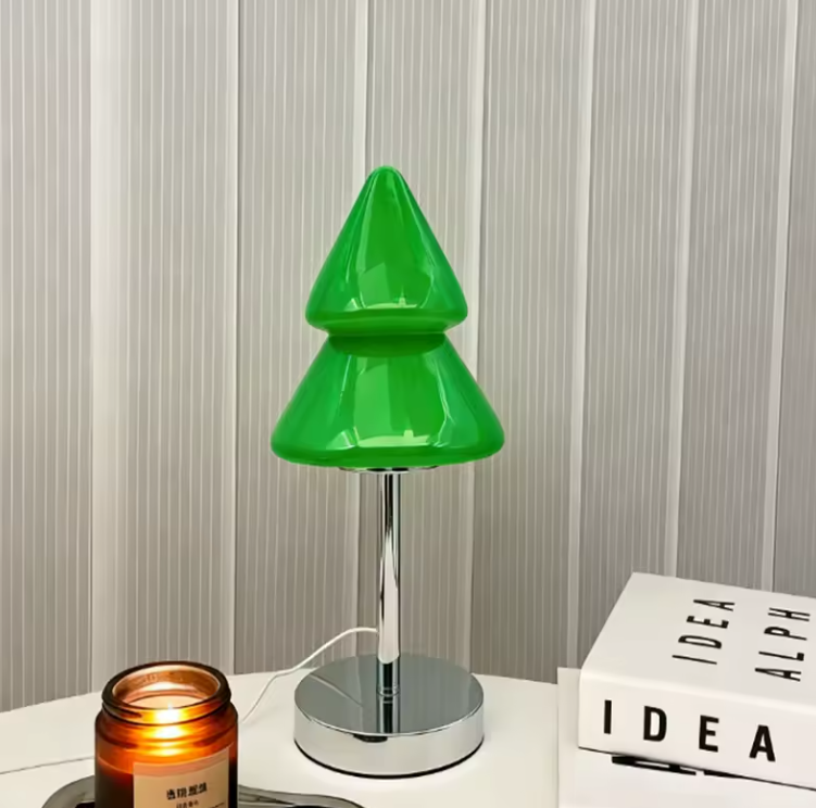 Christmas Tree Lamp | Sculpted Glass & Metal Table Lamp