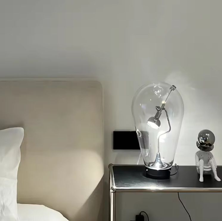 Blown Glass Table Lamp - Chrome Modern Glass Lamp
