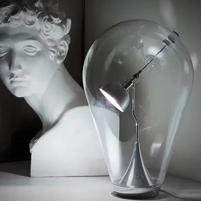 Blown Glass Table Lamp - Chrome Modern Glass Lamp
