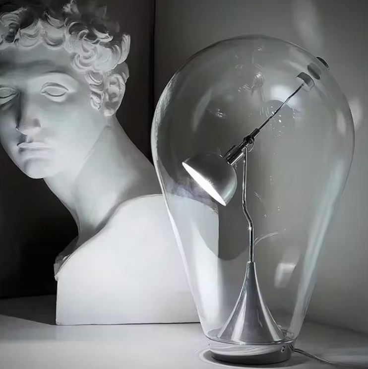 Blown Glass Table Lamp - Chrome Modern Glass Lamp