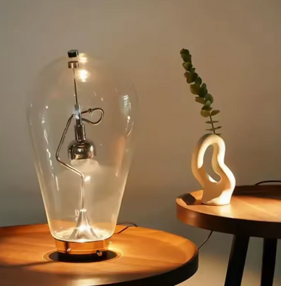 Blown Glass Table Lamp - Chrome Modern Glass Lamp