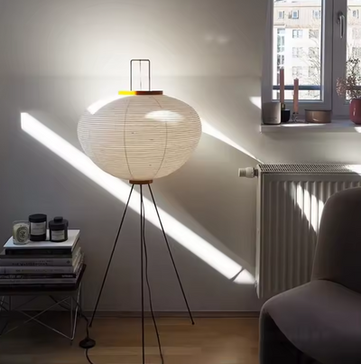 Japanese Floor Lantern – Rice Paper Round Lamp