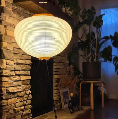Japanese Floor Lantern – Rice Paper Round Lamp