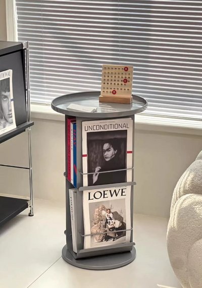 Metal Magazine Rack - Stylish Round Book & Magazine Stand