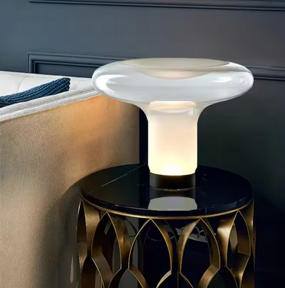 Glass Mushroom Lamp – Minimalist Table Lamp with Warm White Light